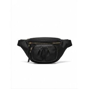 Tutilo black Nylon waist,sling,belt,fanny bag 2 Zip Pockets adjustable Strap